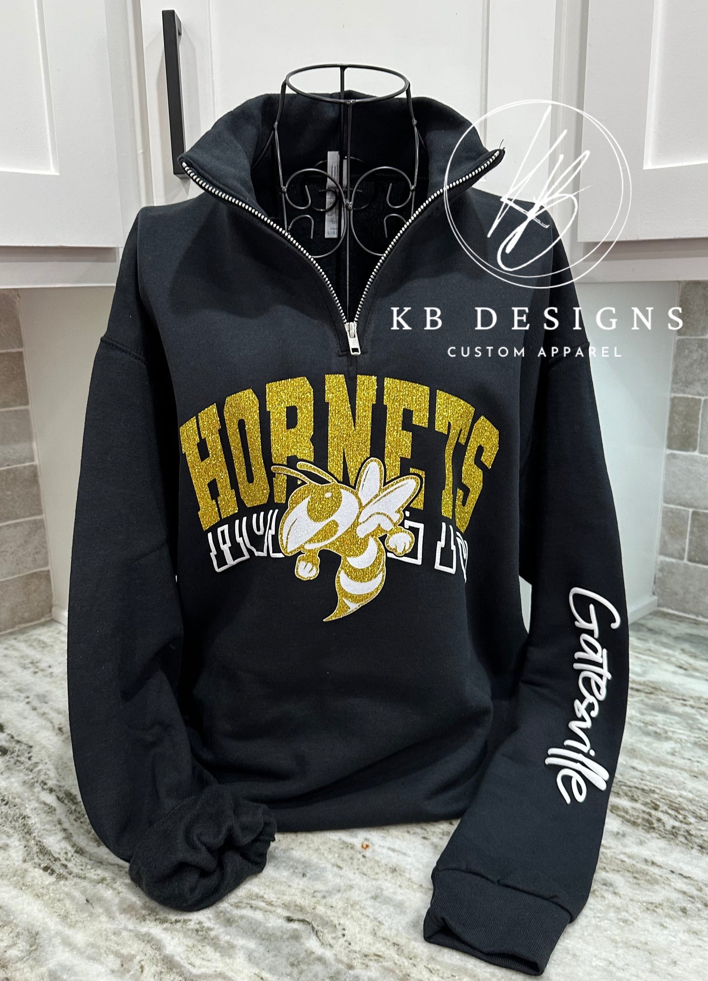 Hornets Stacked W/Town Name on Sleeve