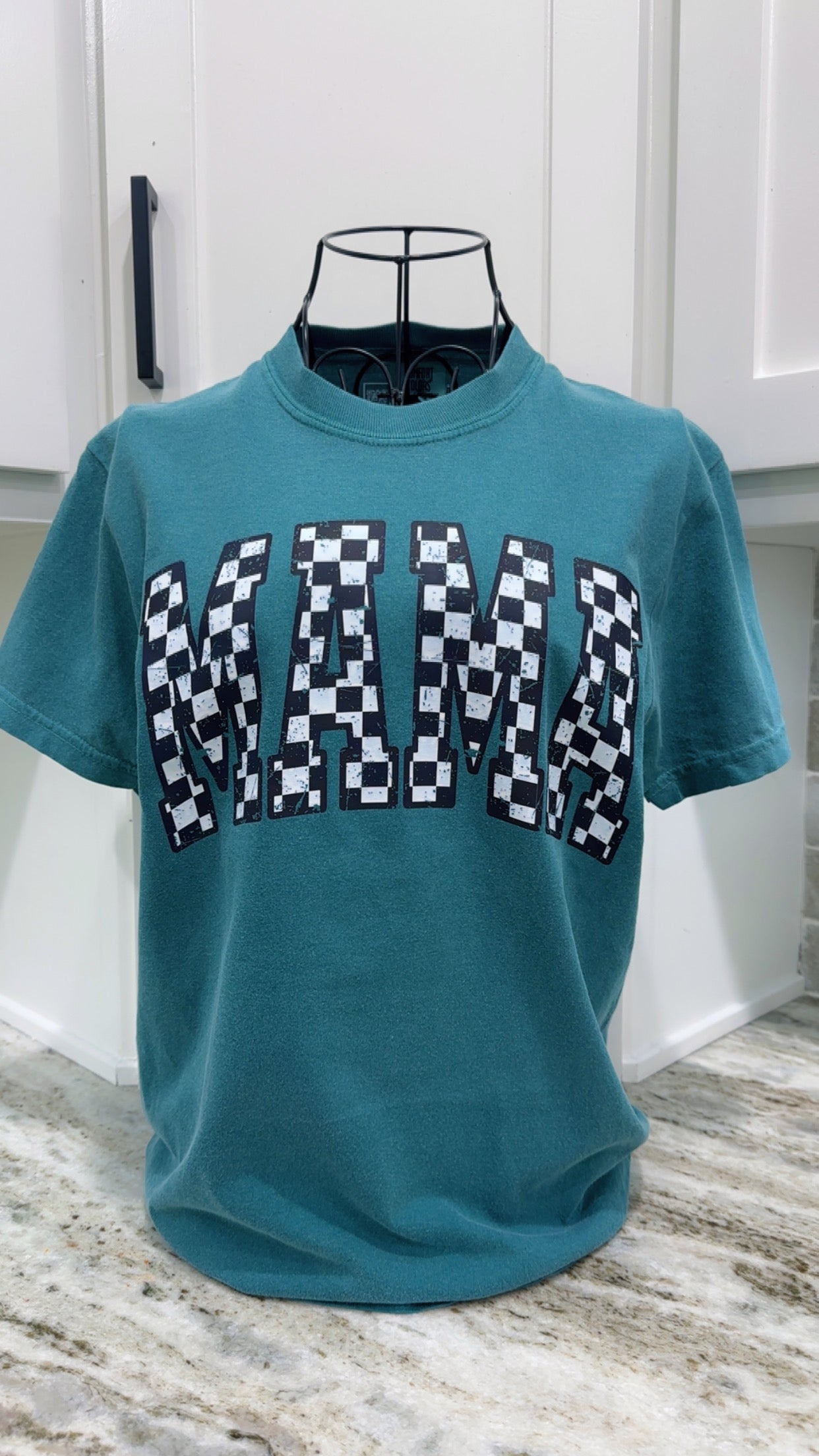 Grunge Checkered MAMA Graphic Tee