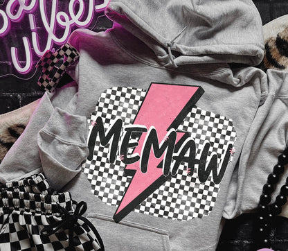 Personalized Pink Checkered Lightning Bolt