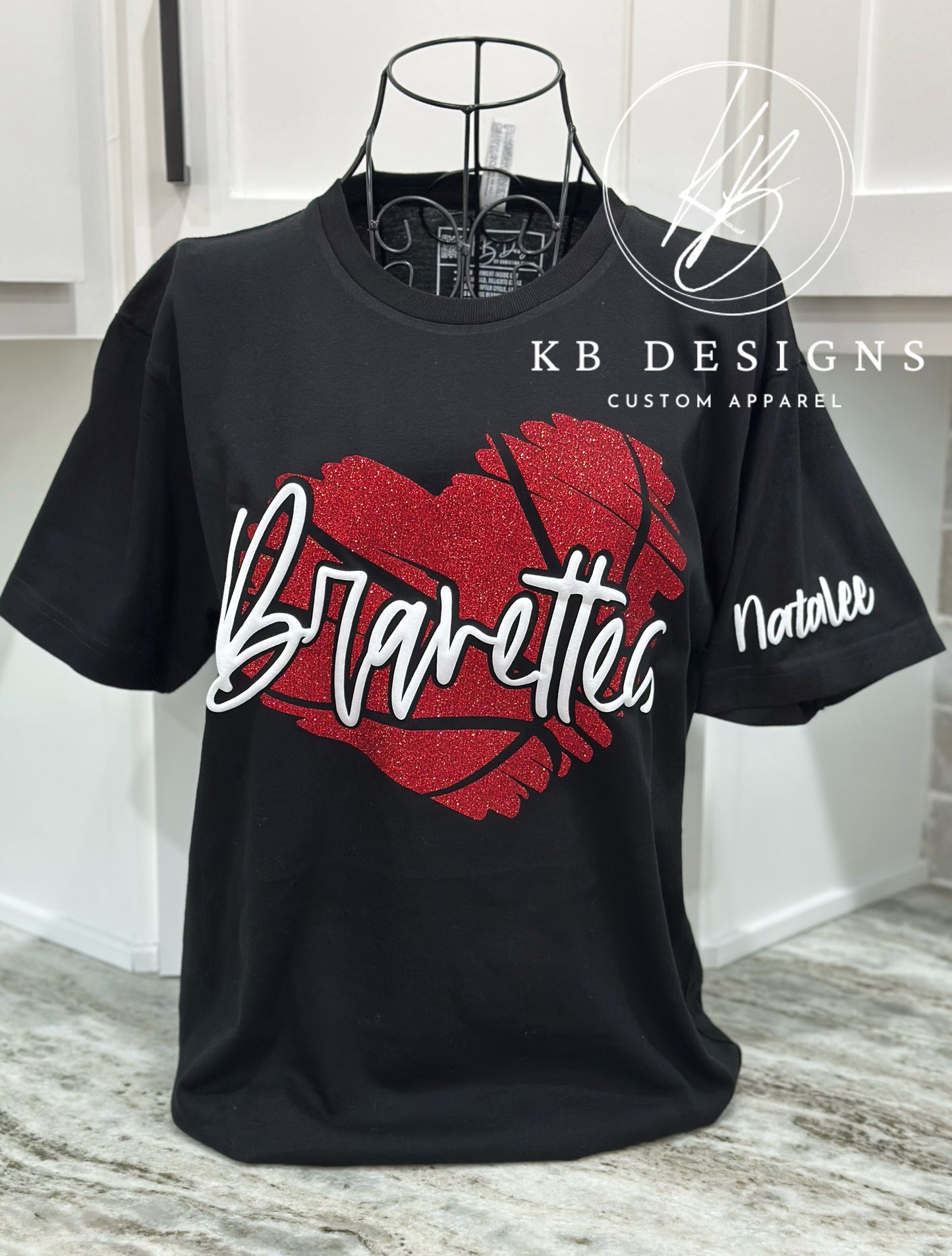 Wildcats Basketball Glitter Heart  Tee