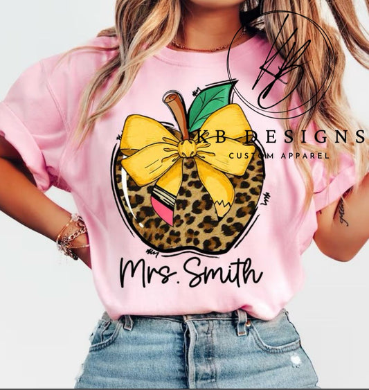 Personalized Leopard Teacher Apple