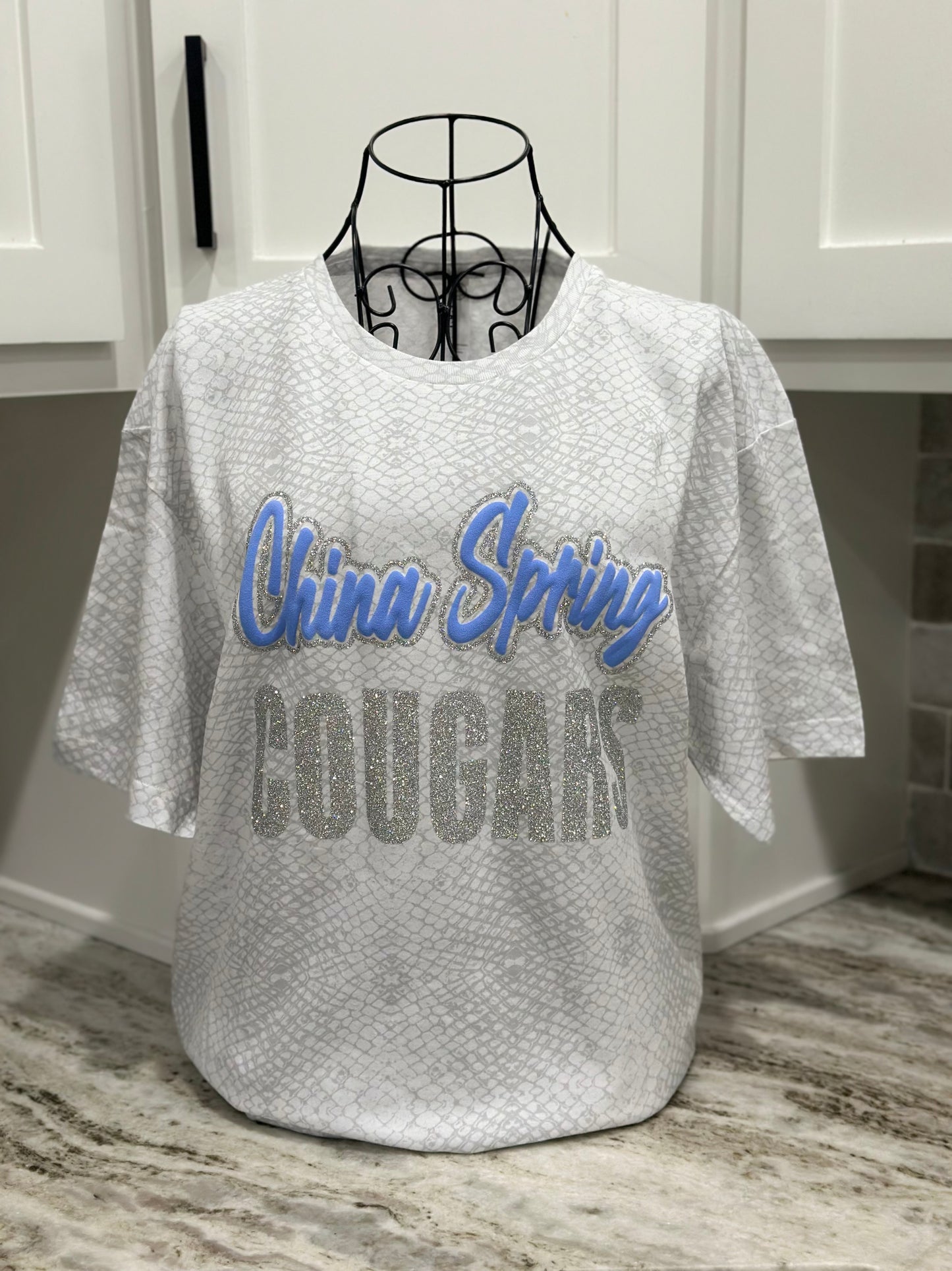 Custom Reptile Mascot glitter & puff Tee