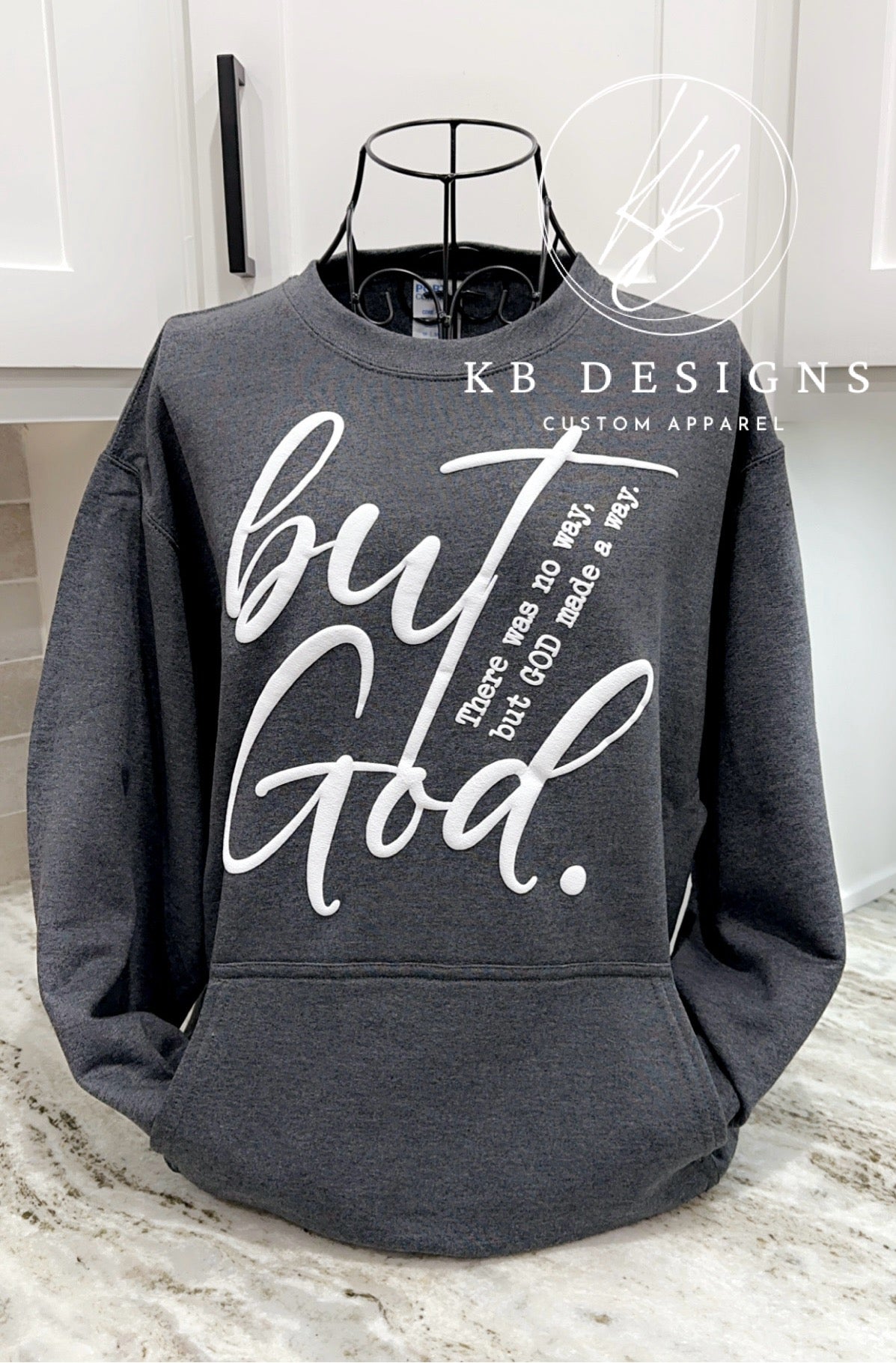 But God puff front pocket sweatshirt