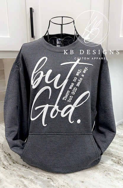 But God puff front pocket sweatshirt