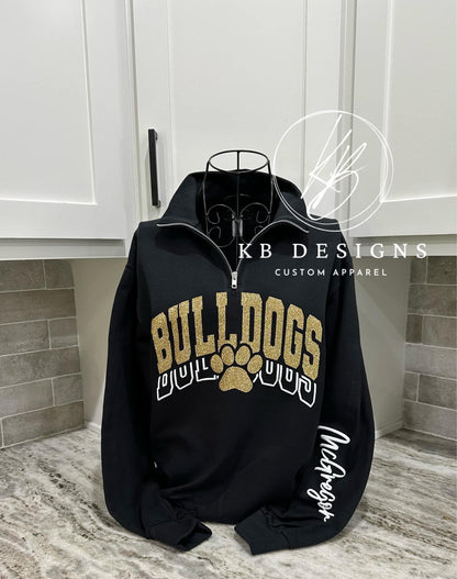 Bulldogs Stacked Glitter and Puff Apparel