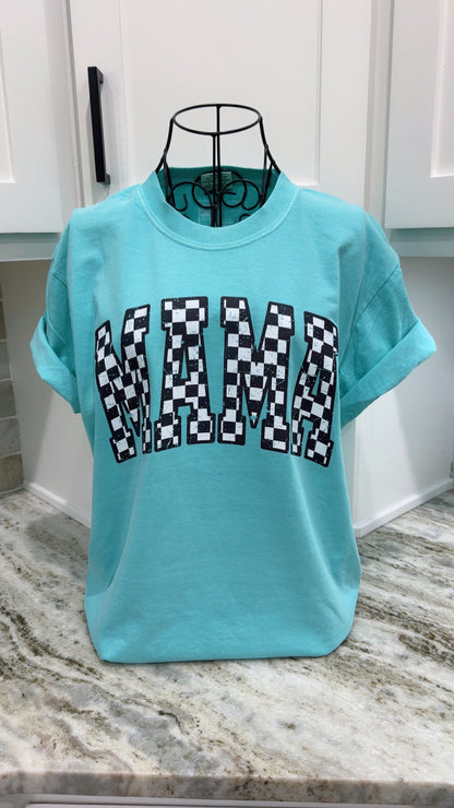 Grunge Checkered MAMA Graphic Tee