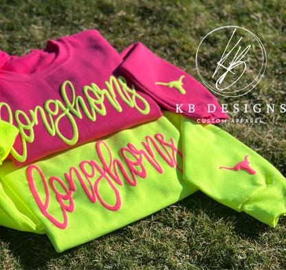 Custom Word NEON Puff Sweatshirt