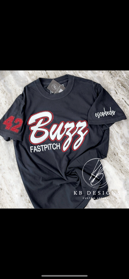 Personalized Sports Glitter & Puff Tee