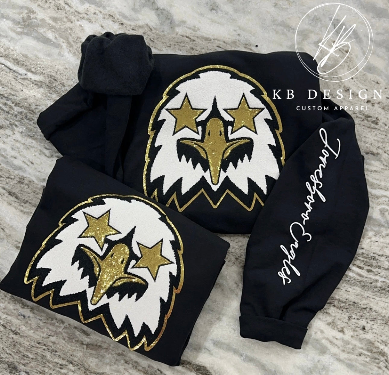 Eagles Chenille Sweatshirt W/Town on sleeve