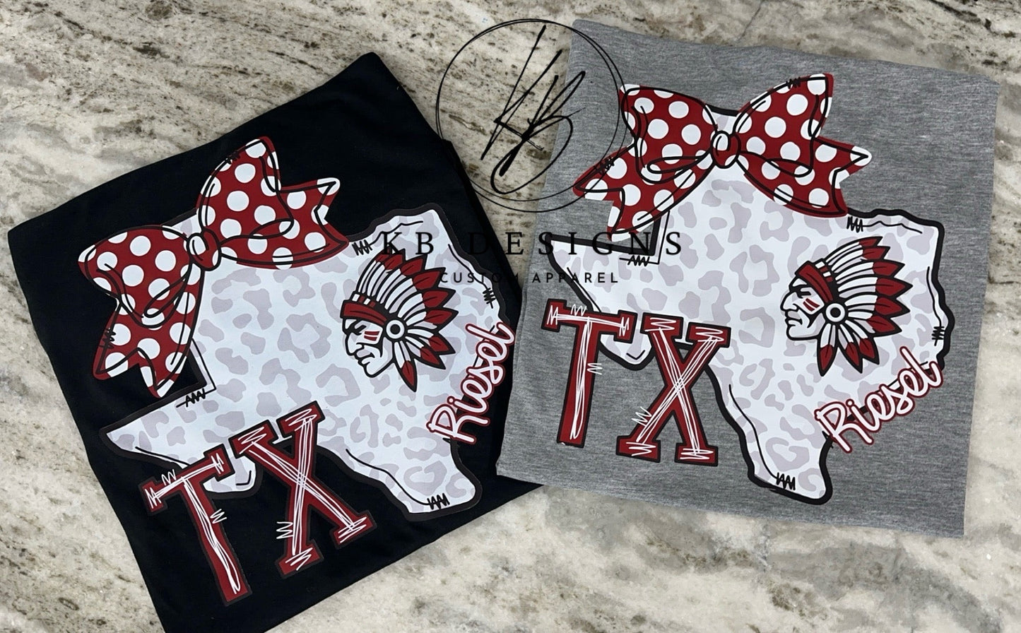 Town/Mascot Leopard TX W/Bow