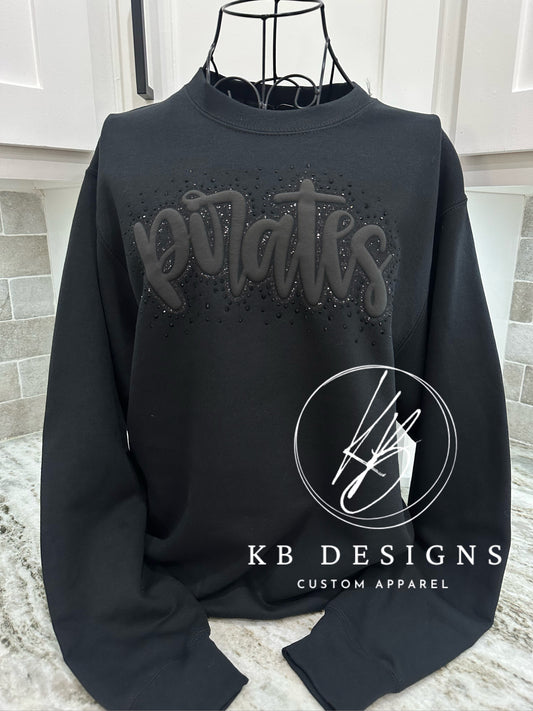 PIRATES Black on Black Glitter,Puff & Rhinestones