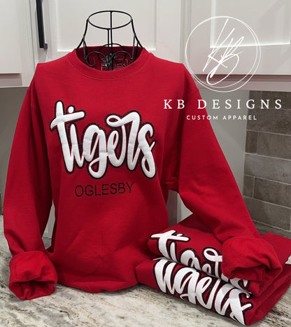Custom Cursive Mascot Glitter & Puff Apparel