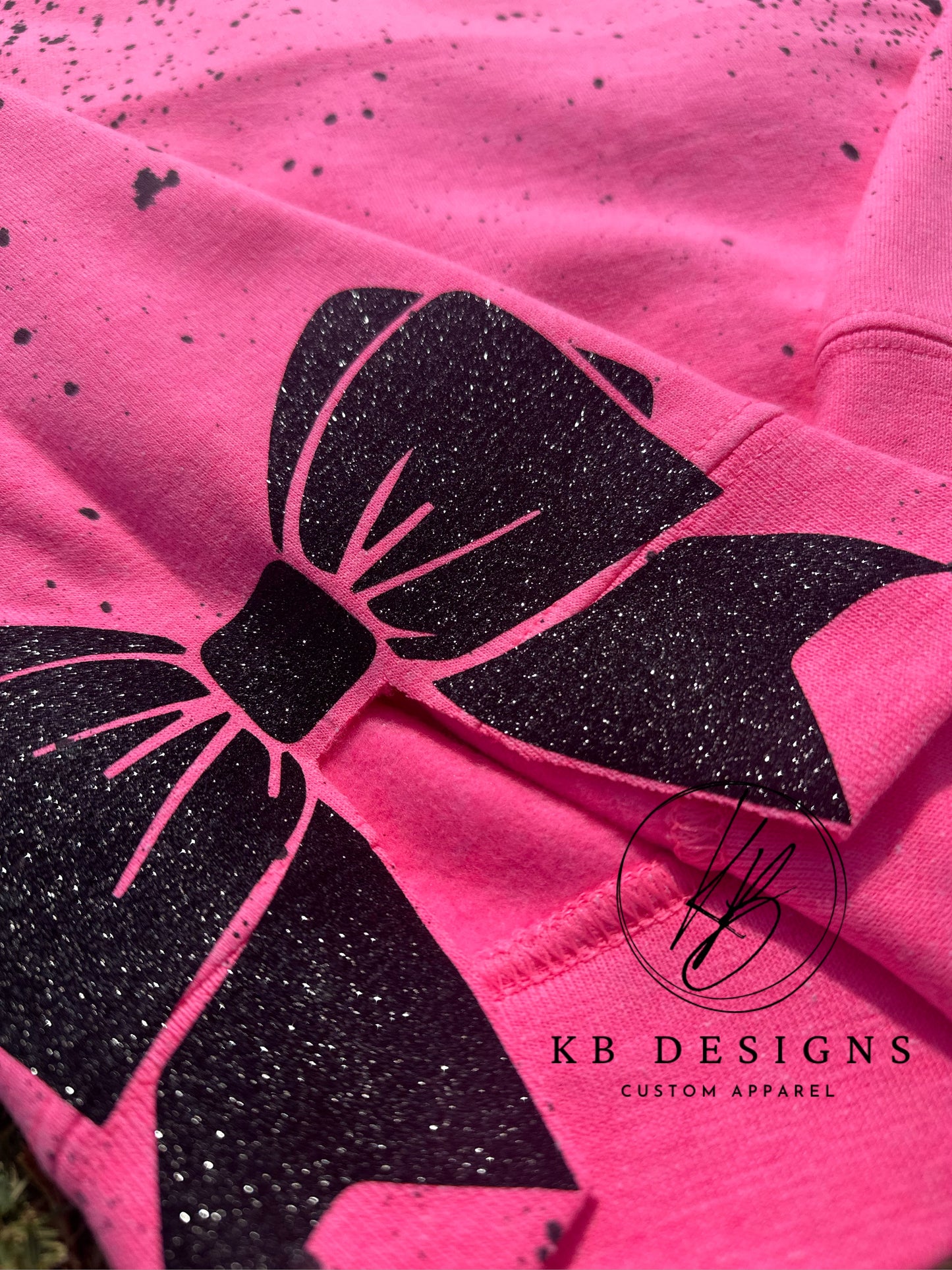 Custom Name w/ Side Slit Glitter Bow