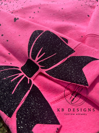 Custom Name w/ Side Slit Glitter Bow