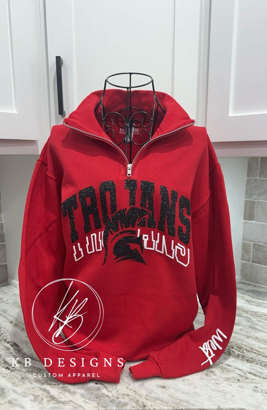 Trojans Stacked W/Town Name on Sleeve