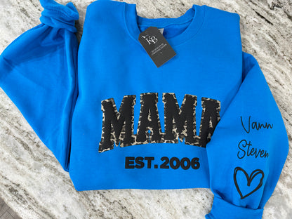 Personalized MAMA Leopard Puff Sweatshirt