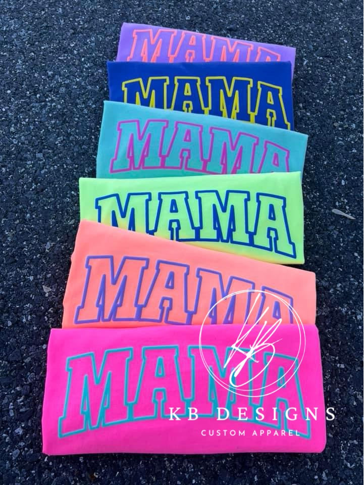 MAMA Neon Color Summer Puff Tee