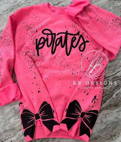 Custom Name w/ Side Slit Glitter Bow