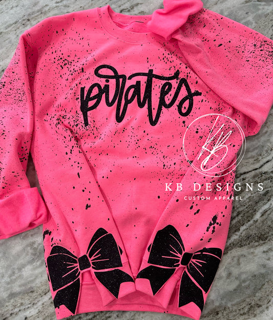 Custom Name w/ Side Slit Glitter Bow