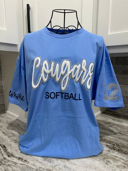 Personalized Sports Glitter & Puff Tee