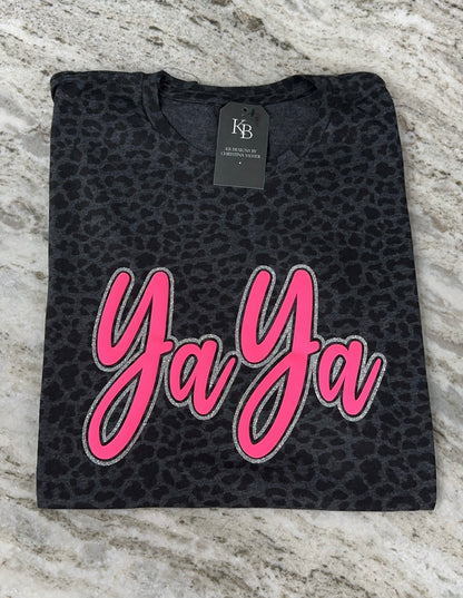 Custom Word Glitter & Puff Leopard Tee