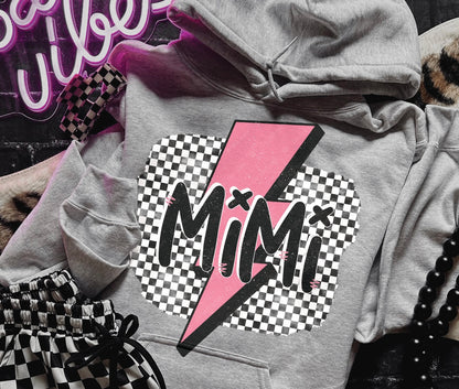 Personalized Pink Checkered Lightning Bolt