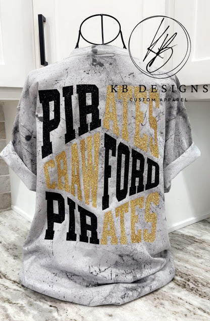 Pirates Zig Zag  Glitter Spirit tee