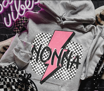 Personalized Pink Checkered Lightning Bolt