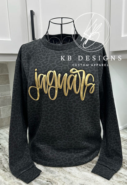 Custom Mascot Leopard Glitter and Puff Tee