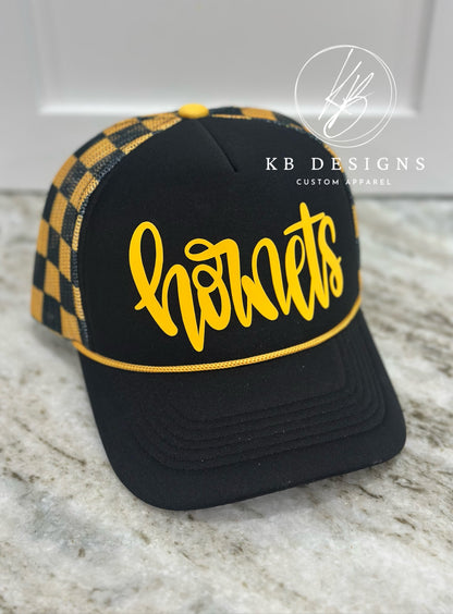 Hornets Checkered Trucker Hat