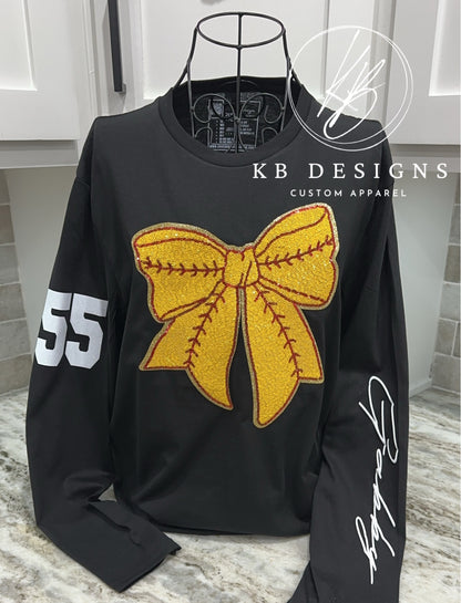 Sequin Sports Bow W/Personalization