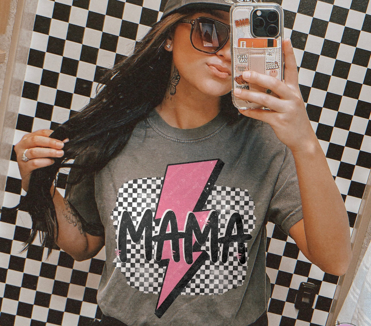 Personalized Pink Checkered Lightning Bolt