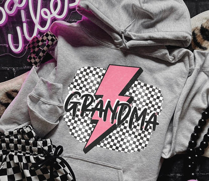 Personalized Pink Checkered Lightning Bolt