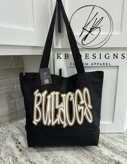 Custom Glitter Canvas Tote Bag