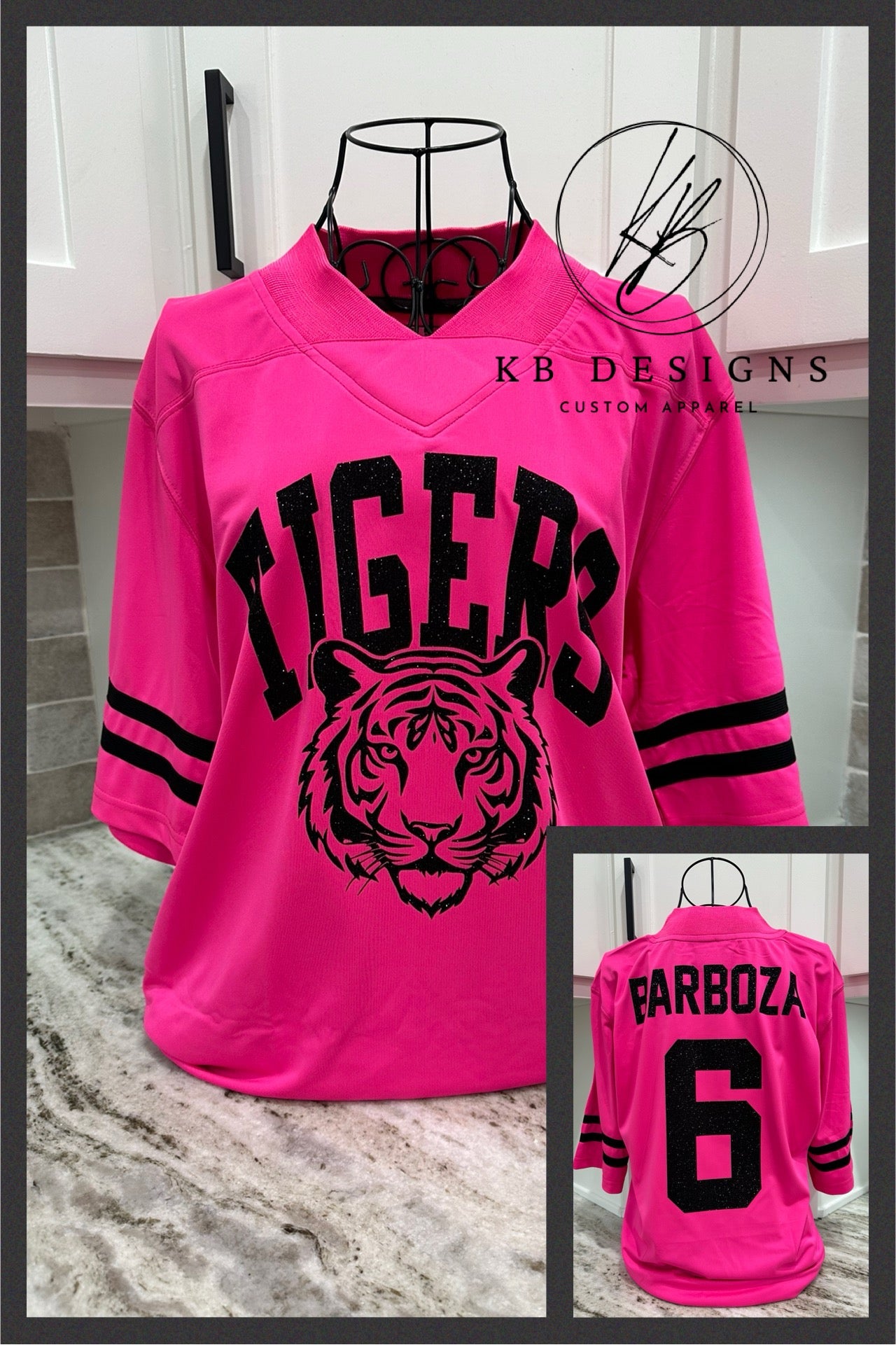 Custom Mascot Pinkout Glitter Jersey