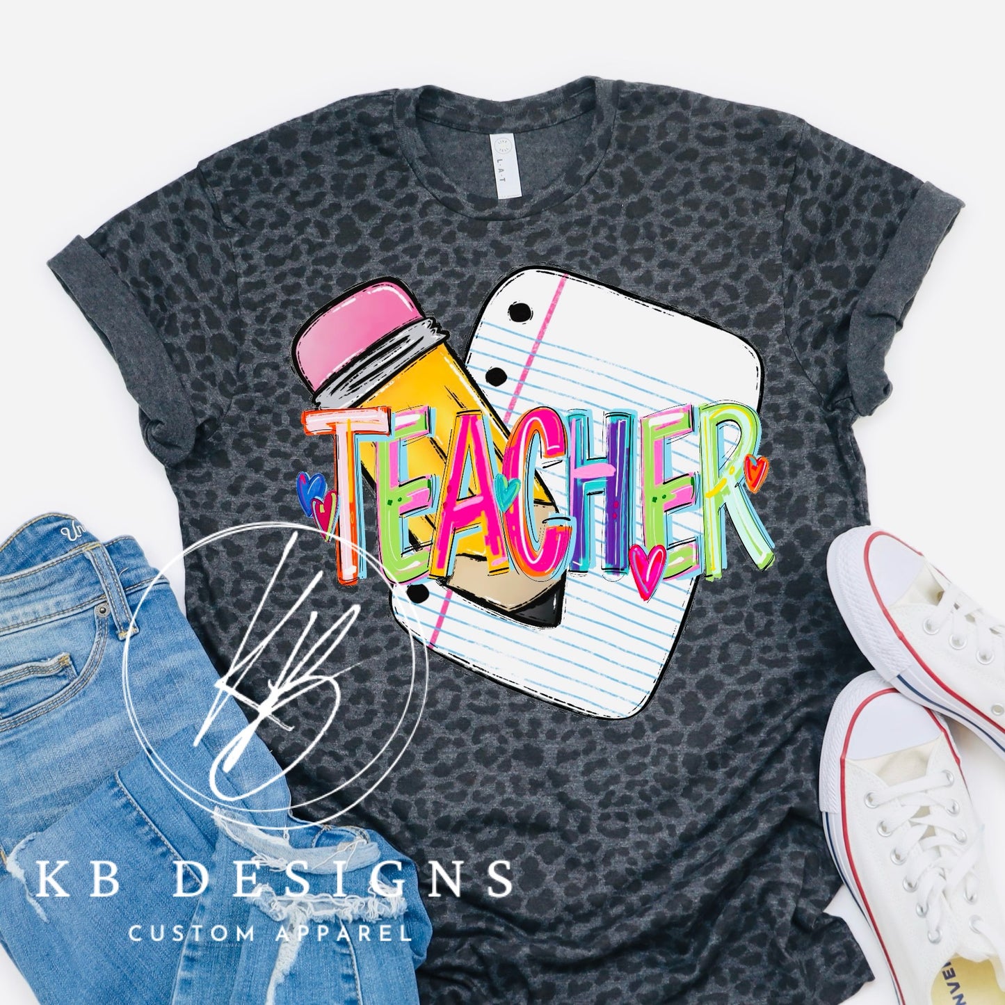 School Custom NEON CAP Word Tee
