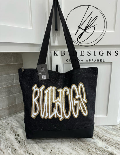 Custom Glitter Canvas Tote Bag
