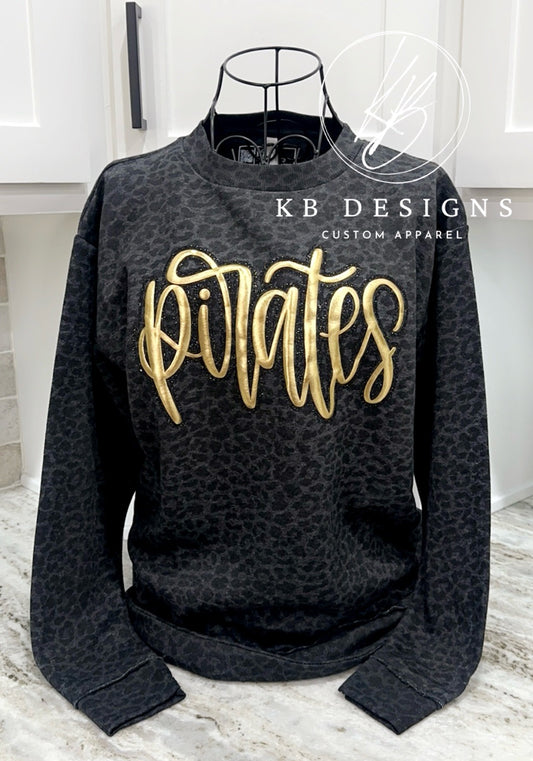 Custom Mascot Leopard Glitter and Puff Tee