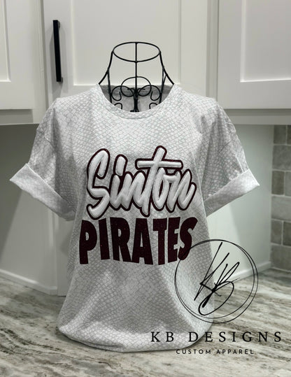 Custom Reptile Mascot glitter & puff Tee