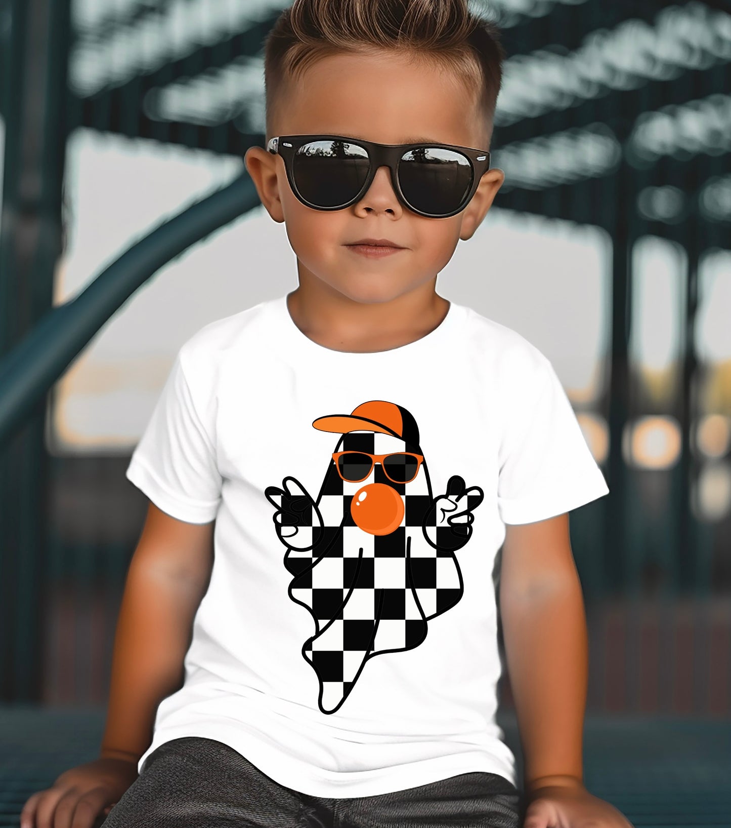 Orange Checkered Bubblegum Ghost