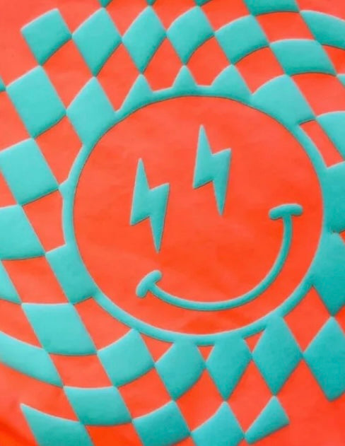 Neon Puff Smiley Checkered Tee