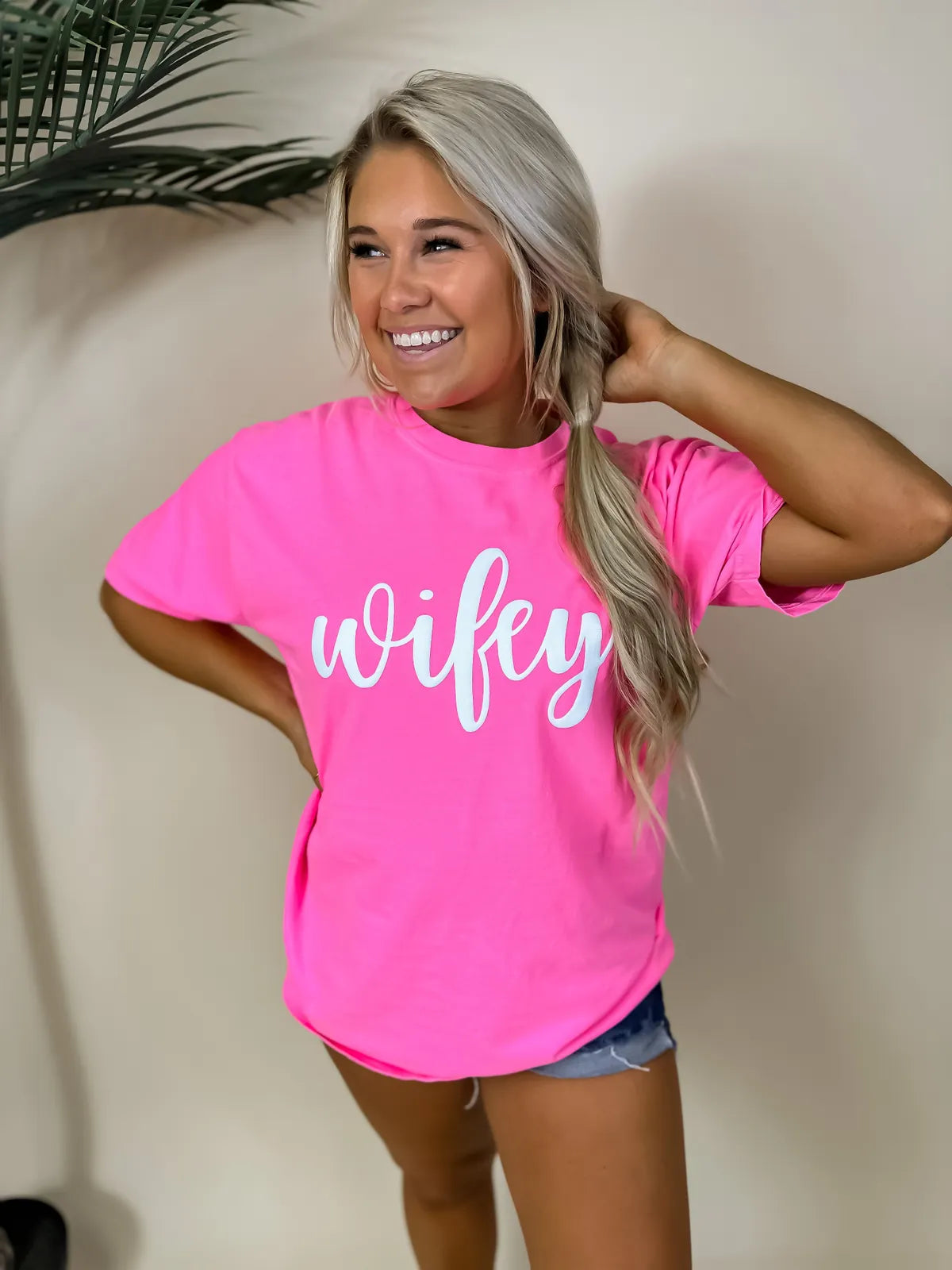 Neon Pink Wifey Graphic Tee