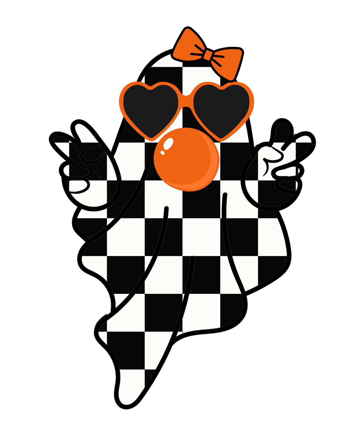 Orange Checkered Bubblegum Ghost
