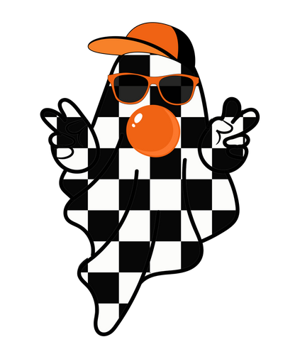 Orange Checkered Bubblegum Ghost