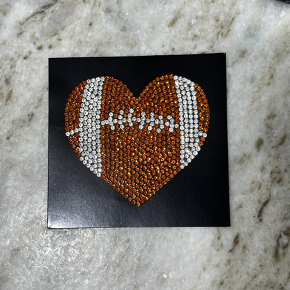 Rhinestone Football Heart Distressed Hat