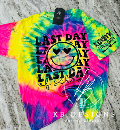 Tie Dye Happy Last Day of School Graphic Tee