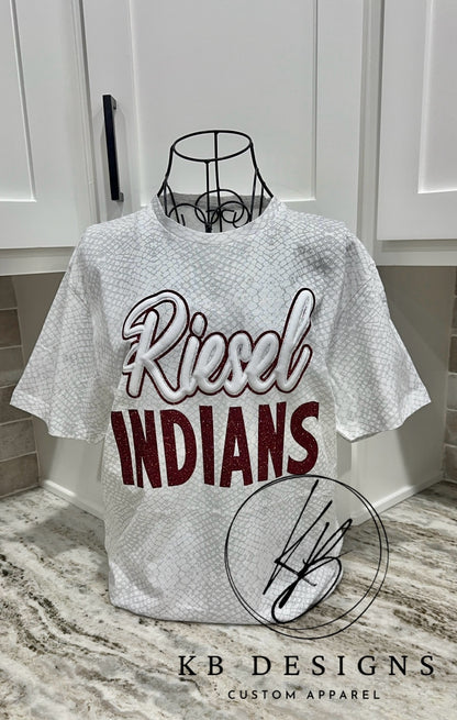 Custom Reptile Mascot glitter & puff Tee