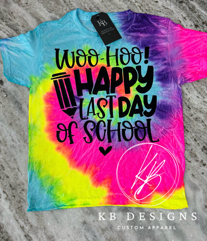 Tie Dye Happy Last Day of School Graphic Tee