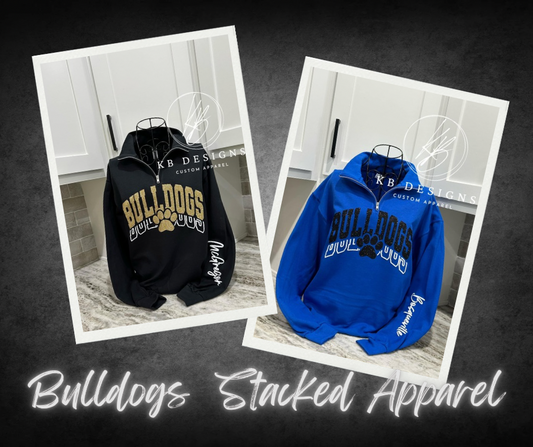 Bulldogs Stacked Glitter and Puff Apparel