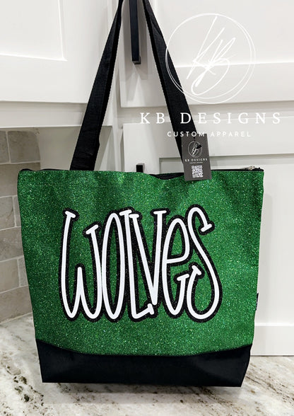 Custom Glitter Canvas Tote Bag